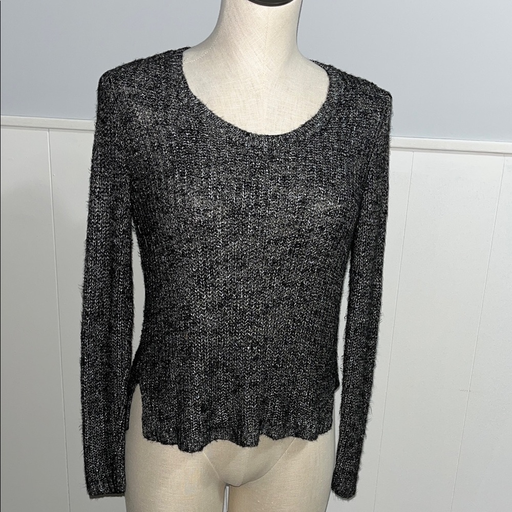 Eileen Fisher Black and Gray Knit Sweater small
